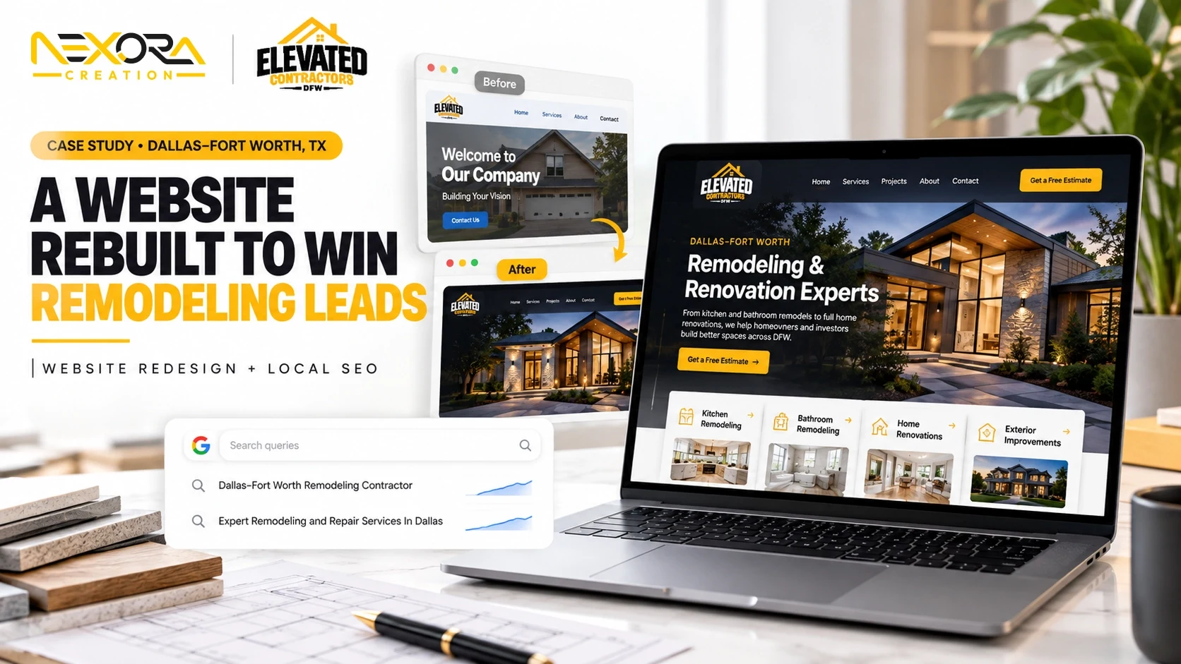Elevated Contractors DFW website redesign